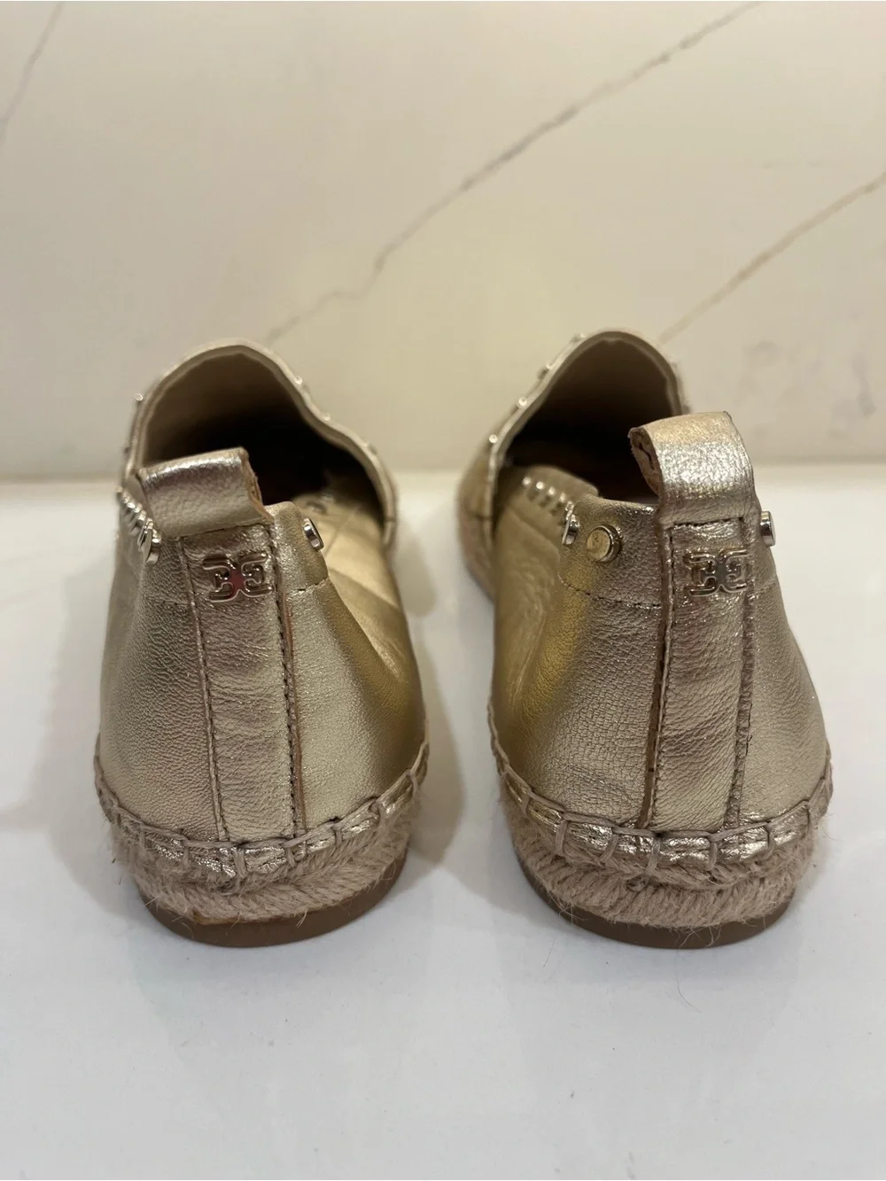 Sam Edelman Metallic Gold Studded Espadrille Flats – Size 10 NWOT
